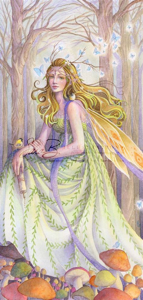Fairy Art Print Woodland Fairy Irish Celtic Princess Forest Mushroom
