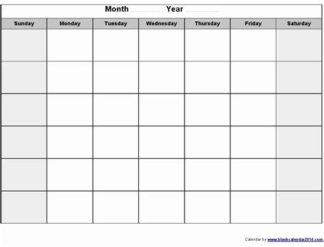 Printable Blank Monthly Calendar Template Click The Download Button On The Template Page