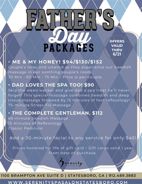 Fathers Day Packages 2020 Flyer 1 Serenity Day Spa And Salon