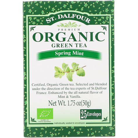 St Dalfour Organic Green Tea Spring Mint 25 Envelopes 175 Oz 50