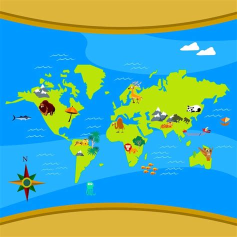 Vector De Mapa De Mundo De Dibujos Animados Vector Premium Images And