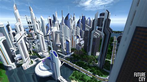 Modern/futurist city building minecraft map. Future CITY 3.4 - Minecraft Building Inc