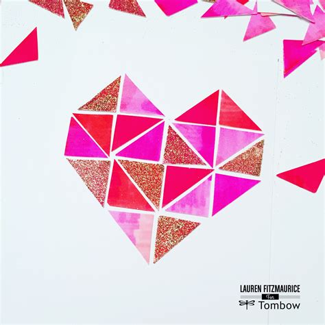 Valentine Diy Glittery Geometric Heart Valentine By Lauren