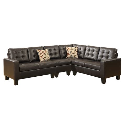 Poundex Furniture 4 Piece Faux Leather Sectional Sofa Set In Espresso