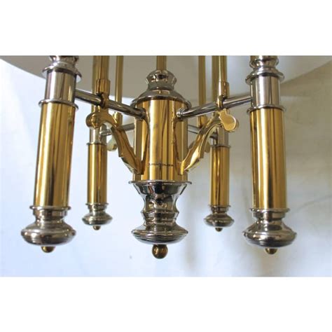 Sold and shipped by lamps plus. Lightolier Brass and Nickel Four-Light Chandelier | Chairish