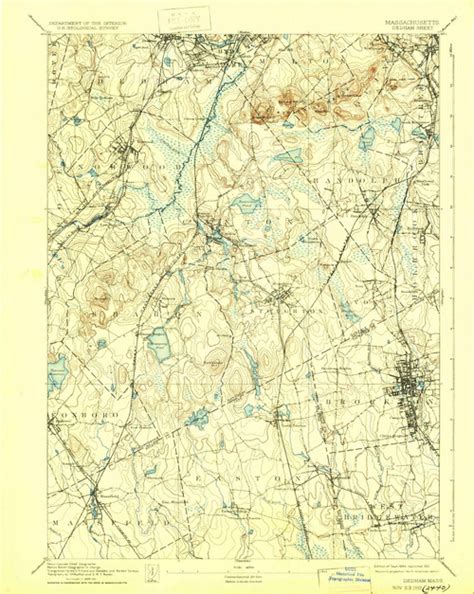 Dedham Massachusetts 1894 1932 Usgs Old Topo Map Reprint 15x15 Ma