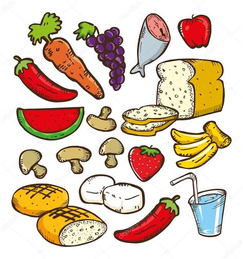 Alimentos Sanos Dibujos Animados — Vector De Stock © Mhatzapa 59807699
