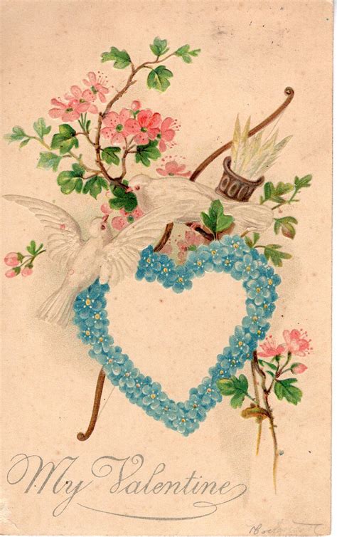 My Valentine Greetings Embossed Antique Postcard Doves Etsy Antique