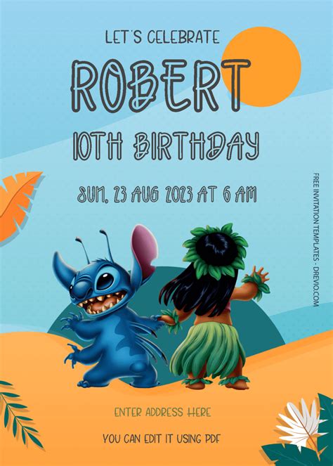 Free Editable Pdf Lilo And Stitch Birthday Invitation Templates
