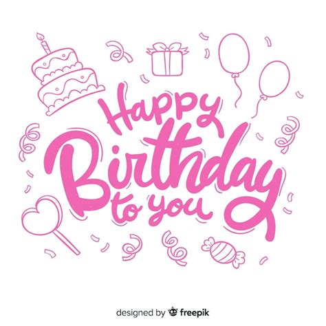 Creative Happy Birthday Lettering Concept Free Vector