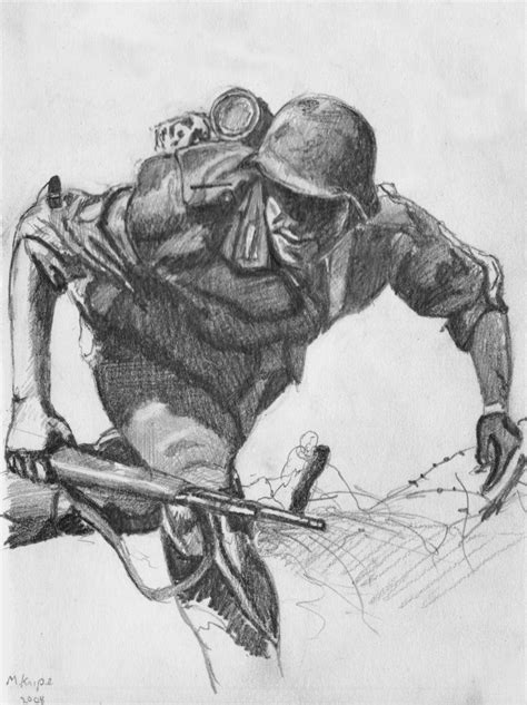 German Soldier Running By Wykdtron Soldier Drawing Military