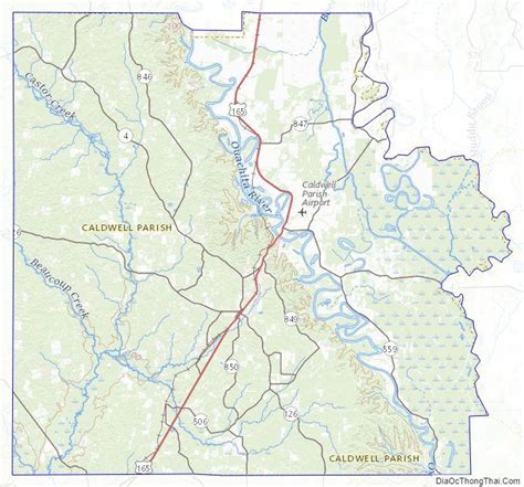 Topographic Map Of Caldwell Parish Louisiana Louisiana