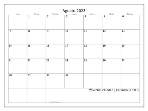 Calendario Agosto De 2023 Para Imprimir “49ld” Michel Zbinden Cl