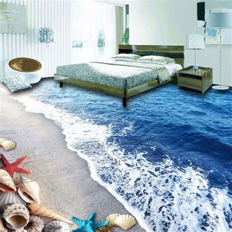 Buy Custom Floor Wallpaper 3d Beach Sand Shells Living