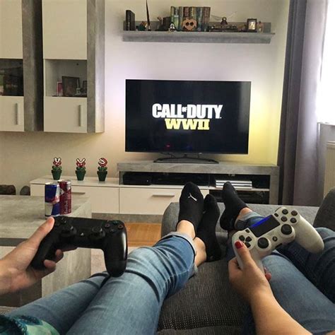 call of duty ww2 on ps4 gamer couple couples playing video games call of duty