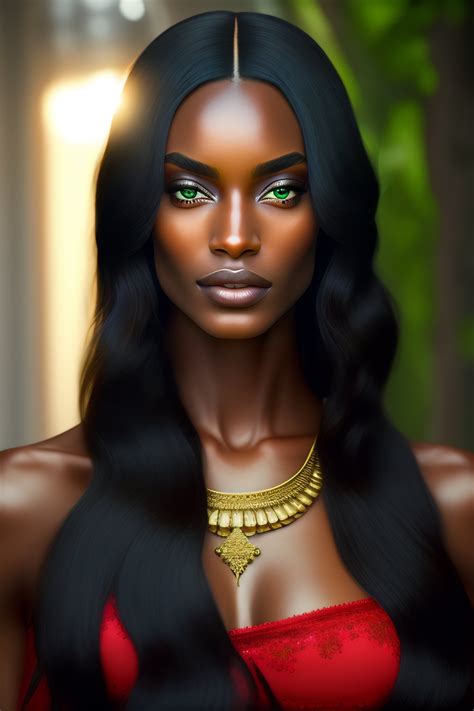 Lexica Goddess Ambra Caucasian Skin Beautiful Woman Long Black