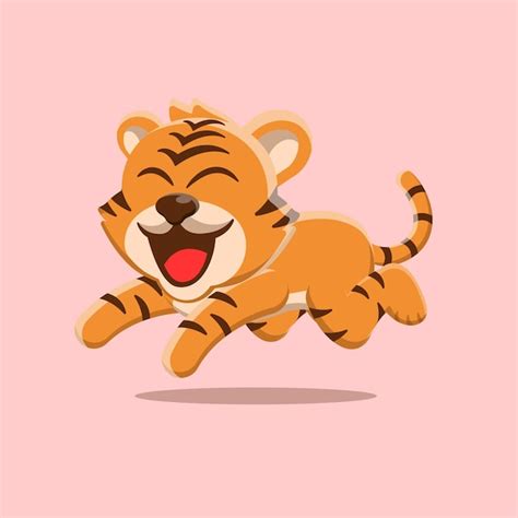 Premium Vector Cute Tiger Jumping In Cartoon Flat Design