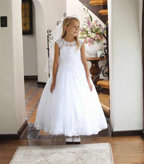 Beautiful Satin First Communion Dress With Tulle Overlay