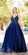 15 Blue Prom Dresses That are Dazzling & Fashionable : A-line Blue Dark ...