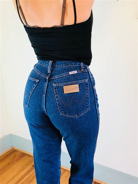 vintage wranglers high rise 80s mom jeans womens western cut wrangler jeans super high