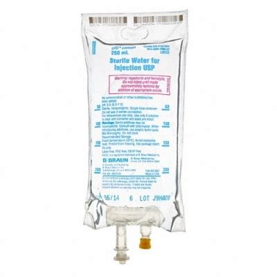 Sterile Water IV Bag Intravenous IV Solution Flexible Bag 250 ML