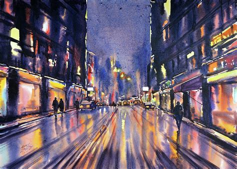 City Lights Painting By Sunil Linus De Fine Art America