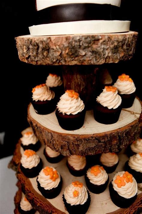 Rustic Wood Tree Slice 4 Tier Cupcake Stand For Your Wedding