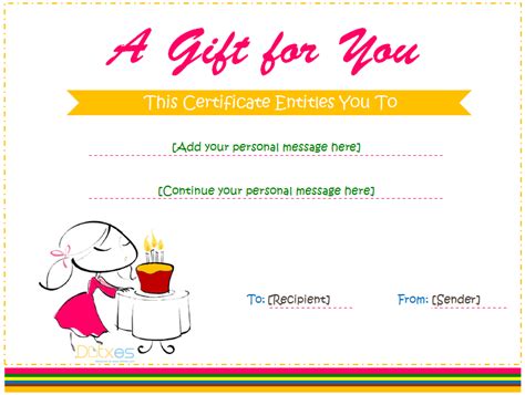 Birthday T Certificate Templates For Girls And Boys