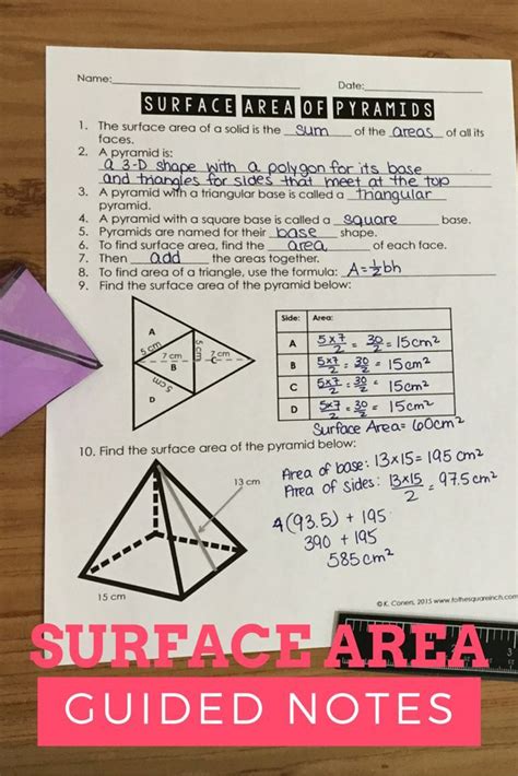 Finding the surface area of a pyramid. 46 best images about Volume and Surface Area on Pinterest ...