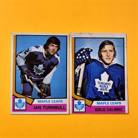 1973 74 Opc Borje Salming 180ian Turnbull 289 Maple Leafs 2 Cards