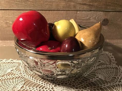 Vintage Fruit Bowl With Ceramic And Glass Fruit Centerpiece Fruit