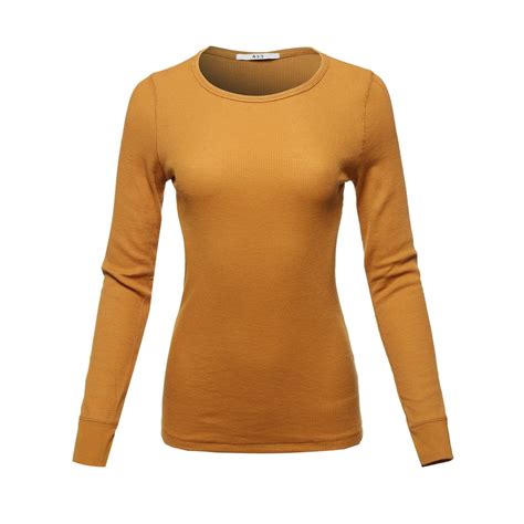 A2y A2y Womens Basic Solid Long Sleeve Crew Neck Fitted Thermal Top