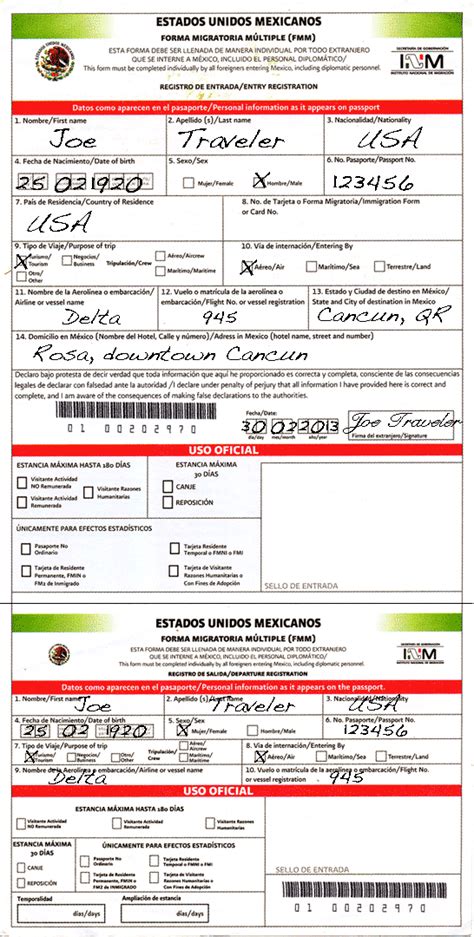 Printable Mexican Immigration Form Printable World Holiday