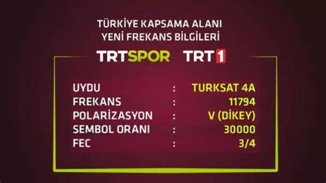 TRT 1 FREKANS AYARLAMA BİLGİSİ TRT frekans ve uydu ayarı nasıl yapılır