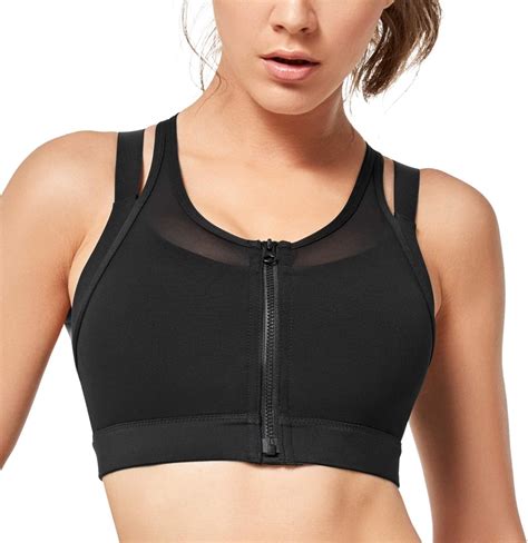 Yvette Women S Sports Bra Front Closure Strong Hold Double Straps Large
