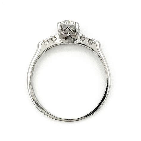 Vintage Platinum Engagement Ring With Carat Round Brilliant Cut