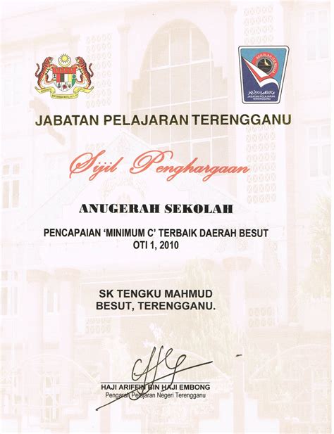 Tiga surah menjadi amalan buat elora nor azman, 18, pelajar cemerlang 9a sijil pelajaran malaysia (spm). SK Tengku Mahmud: Anugerah/Sijil