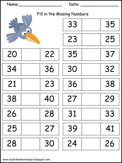 The easter egg numbers are arranged in lines of five. Adorable FREE worksheets for missing numbers 0 - 120. It ...