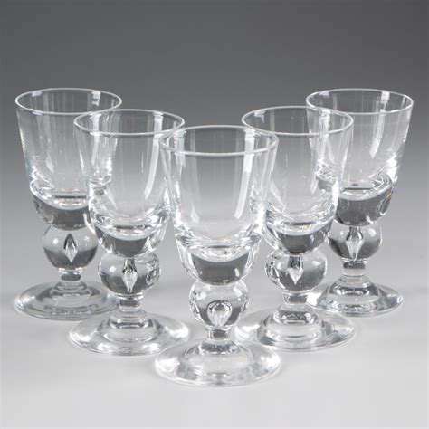 Steuben Art Glass Baluster Stem Wine Glasses Circa 1940s Ebth