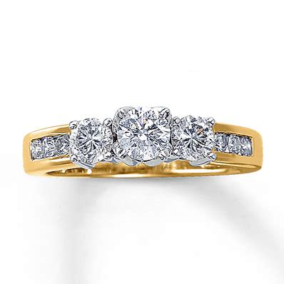 Free delivery and returns on ebay plus items for plus members. 14K Yellow Gold Three-Stone Diamond Ring | Engagement Ring Wall