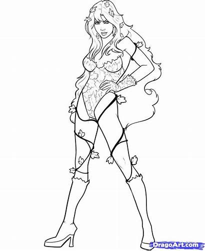 Ivy Poison Coloring Draw Pages Batman Drawing