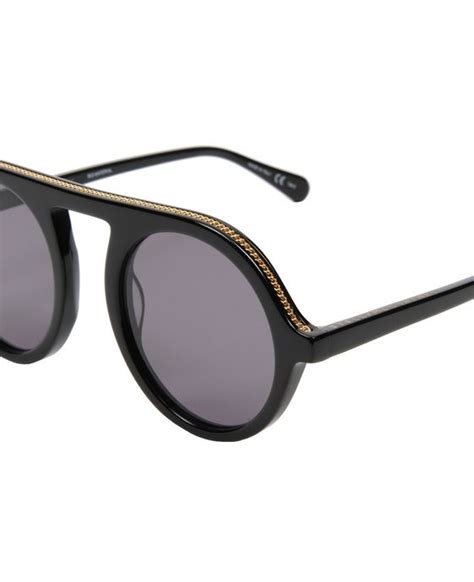 Shiny Black Round Sunglasses Stella Mccartney