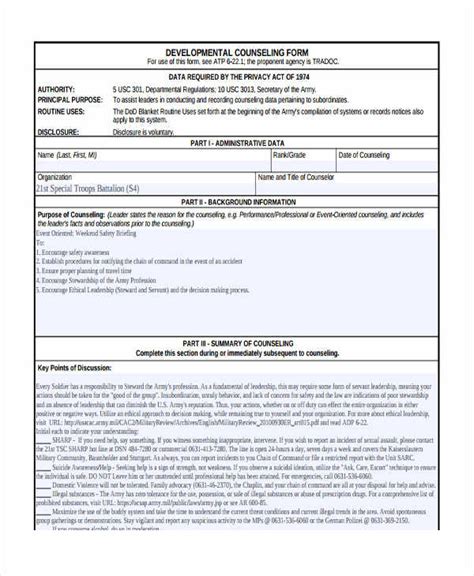 Developmental Counseling Form Printable Printable Forms Free Online