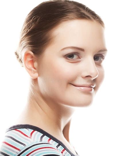 Close Up Of Beautiful Woman Face Stock Photo Image Of Happy Hand