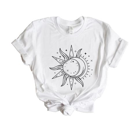 Sun Moon T Shirt Aesthetic Celestial Clothing Illustration Etsy