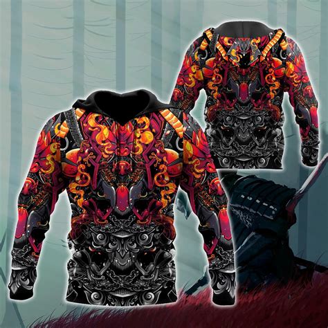 autumn fashion hoodies beautiful samurai armor 3d printed mens sweatshirt unisex zip pullover