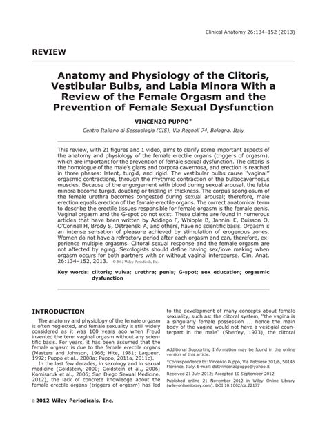 pdf anatomy and physiology of the clitoris vestibular bulbs and labia minora with a review
