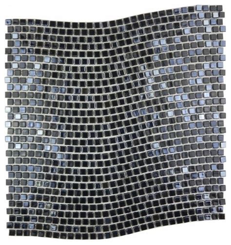 Black Space Wavy Glass Mosaic Tile Contemporary Mosaic Tile By Abolos