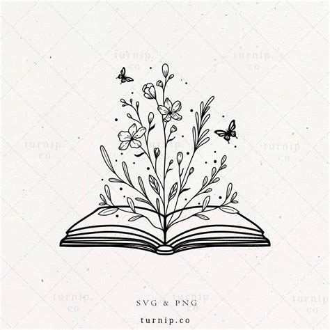 Book With Flowers SVG PNG Clipart Sublimation Vector Etsy