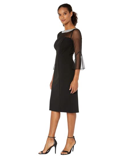 Alex Evenings Synthetic Short Shift Dress With Beaded Illusion Neckline